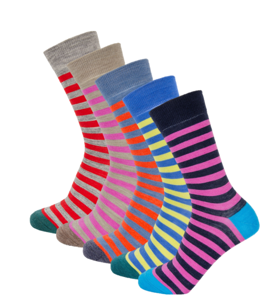 Women’s Fine Merino TwoToned Stripe Pittch Merino Wool Socks