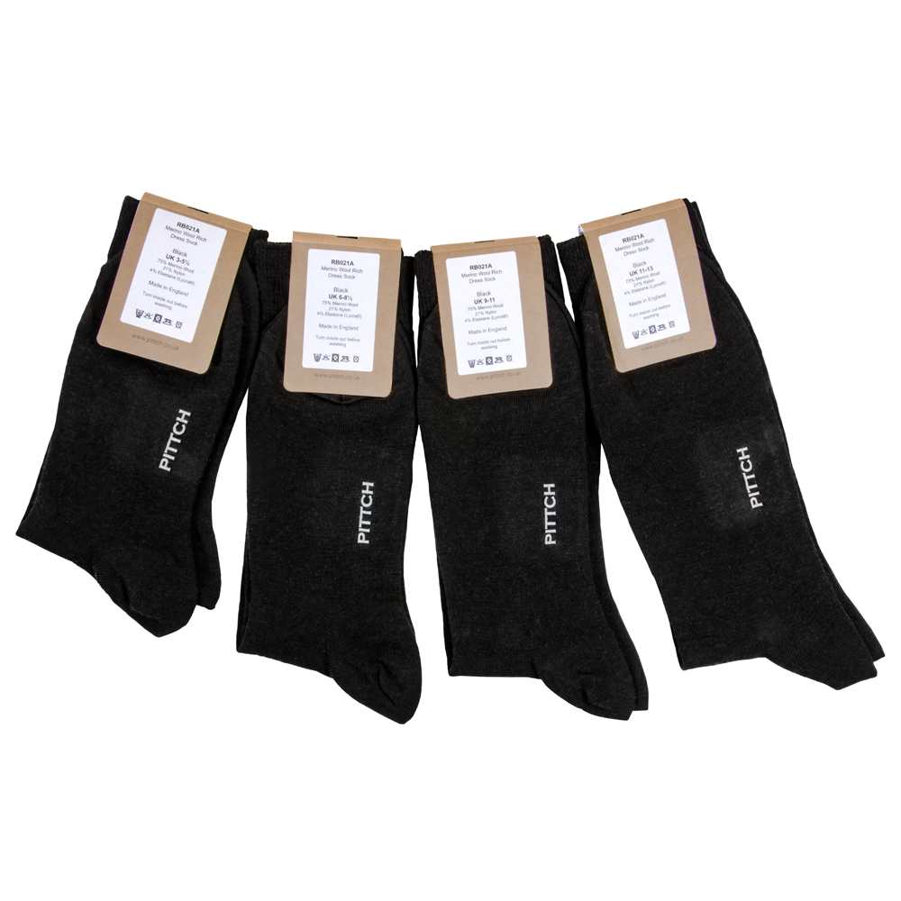 Fine Merino Black Everyday Sock